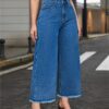 2026SS Women's Low-Rise Straight-Leg Washed Blue Jeans, Raw Hem, Versatile for Casual and Commute Wear, Relaxed Fit