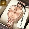POEDAGAR Women' Waterproof Stainless Steel Square Watch with Analog Display - Korean Style Elegant Wristwatch Suitable for Swimming, Daily Wear & Special Events - Quartz Watch