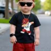 2pcs Set Young Boy 2025 Summer New Casual Cool Bear Print T-Shirt & Solid Army Green Cargo Pants Summer Vacation, for Outdoor