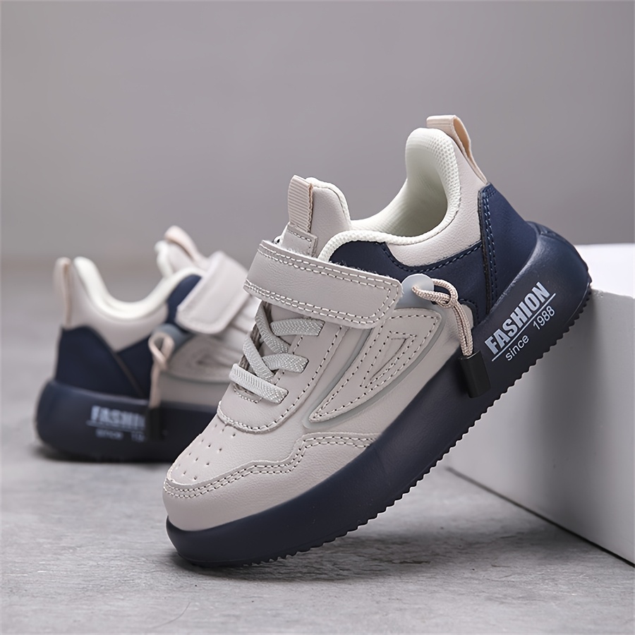 Boys' Lightweight EVA Soft Sole Sneakers with Closure - Breathable Fabric Lining, Low-Top Casual Shoes for Running, Hiking & Outdoor Activities, White & Navy Blue, Boy Sneakers, Running Footwear, Vintage Style, Durable Construction, Schoolboy Style, Young Athletes - Image 6
