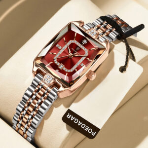 Luxury Women'S Watch | Elegant Quartz Ladies' Watch with Rectangular Stainless Steel Case and Mixed Color Dial
