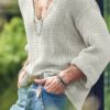 Men's Long Sleeve V Neck Mesh Knitted T Shirts Casual Loose Pullover Tops Blouse, Chinese Size, Please Check The Size Guide Carefully
