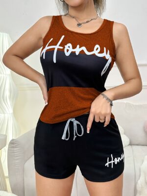 Women's Pajama Camisole Letter Set