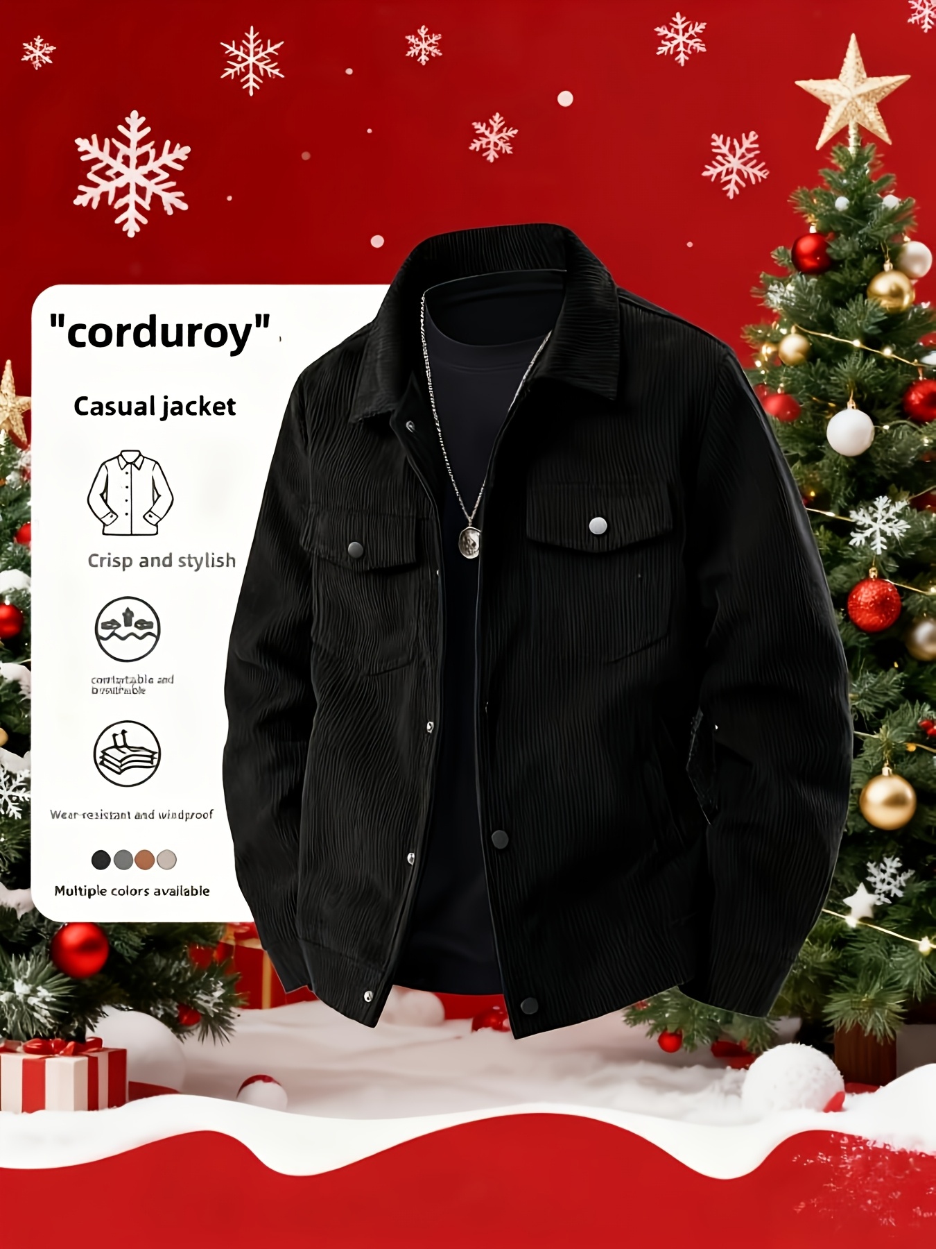Men's Solid Color Cord Jacket with Lapel Collar - Single-Breasted Casual Blazer, Machine-Washable Spring/Fall Outerwear, Solid Color Pockets (No) for Business Casual & Smart-Casual Wear - Versatile Outer Jacket for easy Layering - Image 4