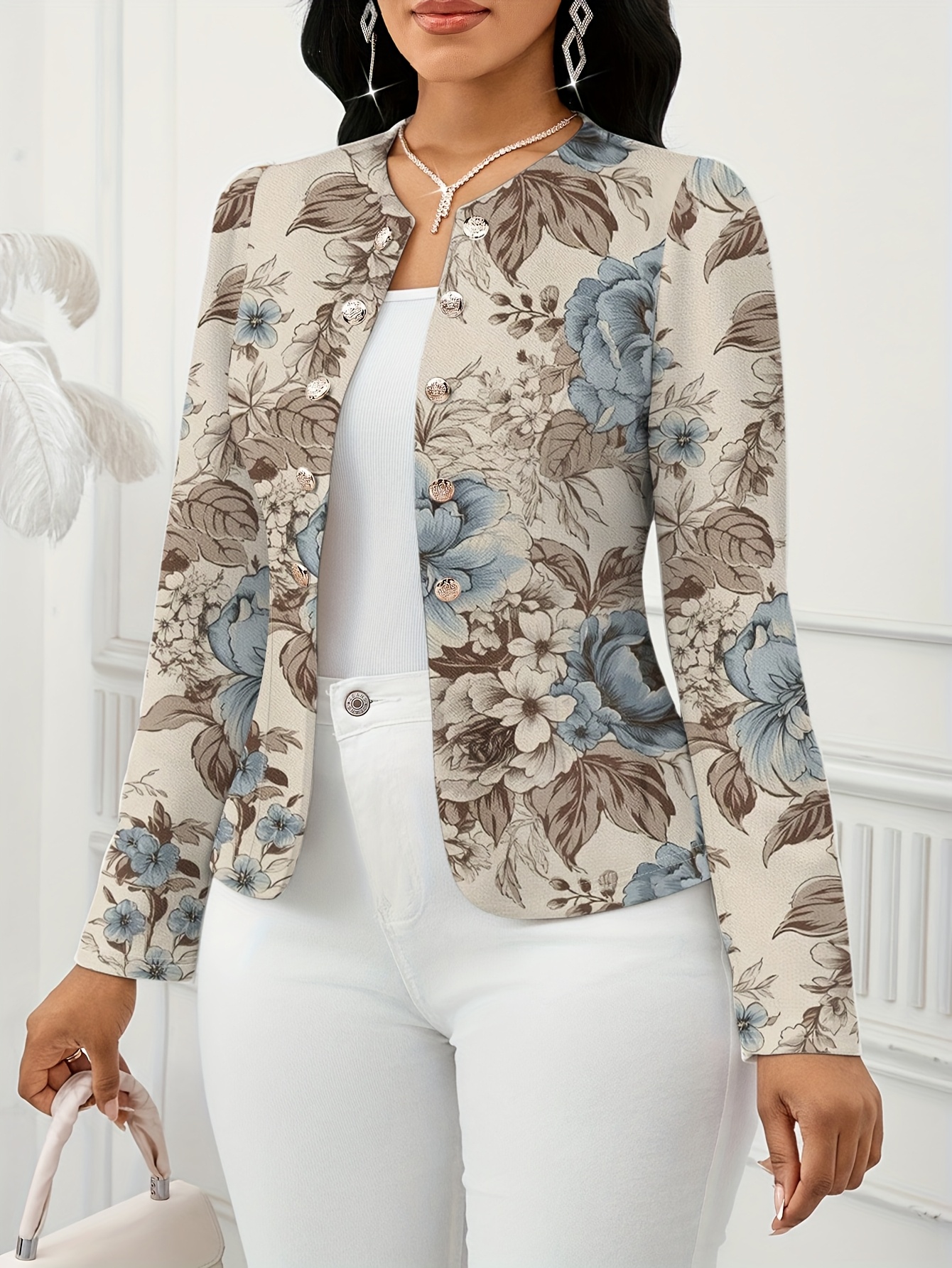 Women'S Clothing, Including Jackets And Lightweight Coats, Featuring Button Details. This Elegant And Romantic Long-Sleeve Jacket Is Suitable for Autumn And Winter, Perfect for Casual And Business Casual Occasions - Image 5