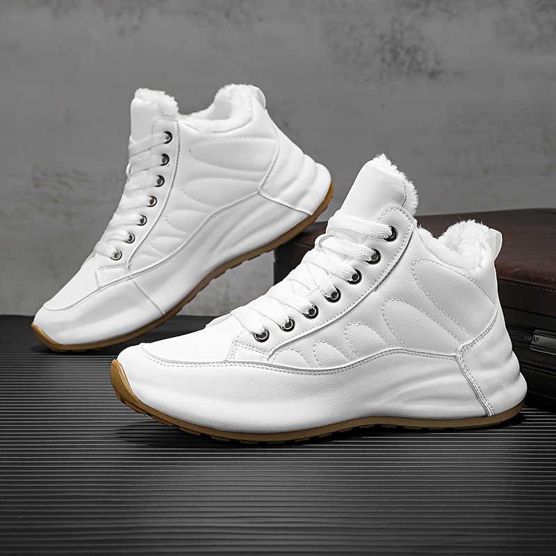 European Site Men's New High-Top Shoes, White Upper, Fashionable Casual Sneakers, White Shoes with Cushioned Soles, Men's Trendy Style - Image 3