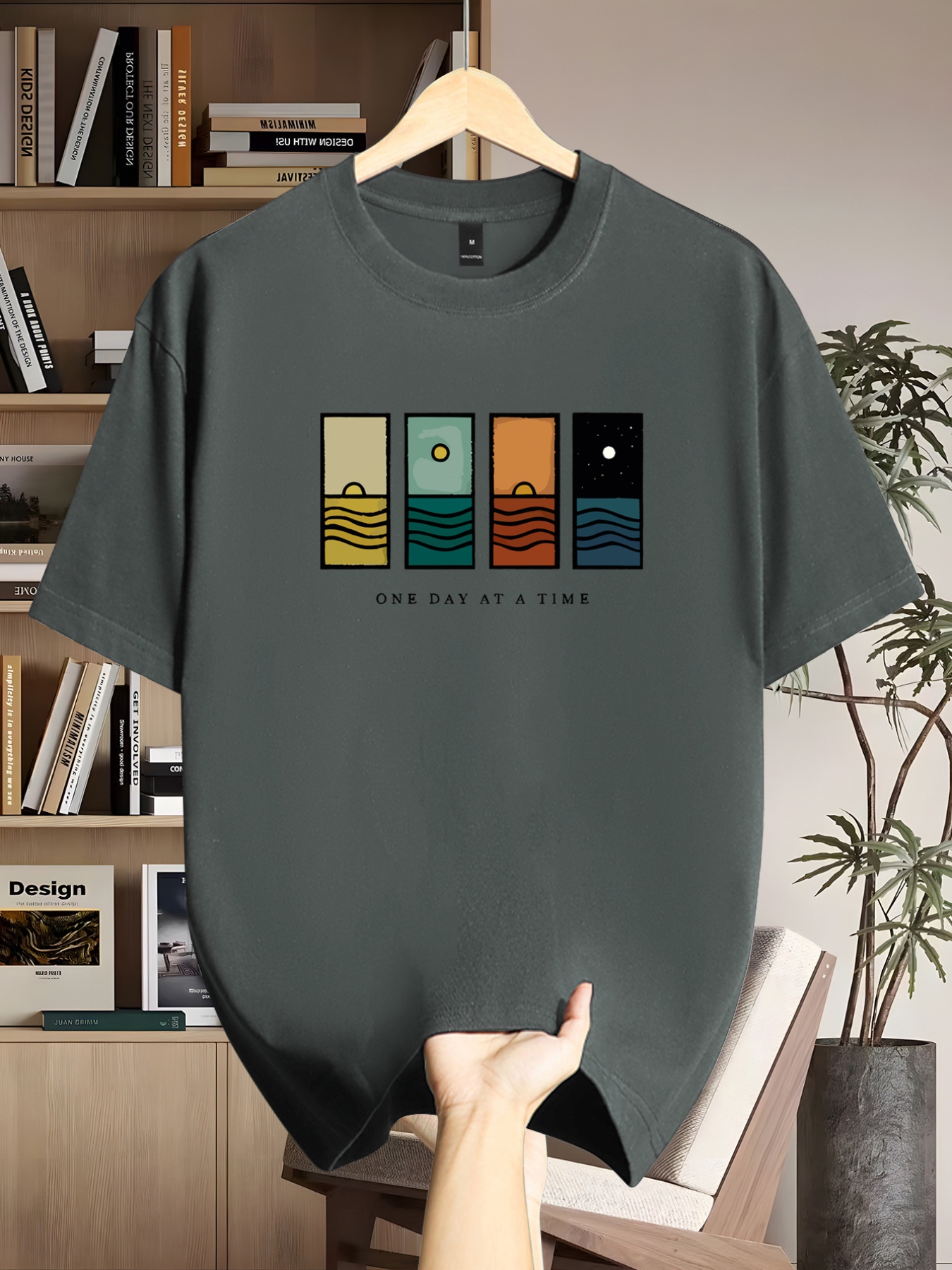 Men'S Short Sleeve T-Shirt | Casual Crew Neck with Slight Stretch, Geometric Pattern, Summer Season, Regular Fit for Adults - Image 4