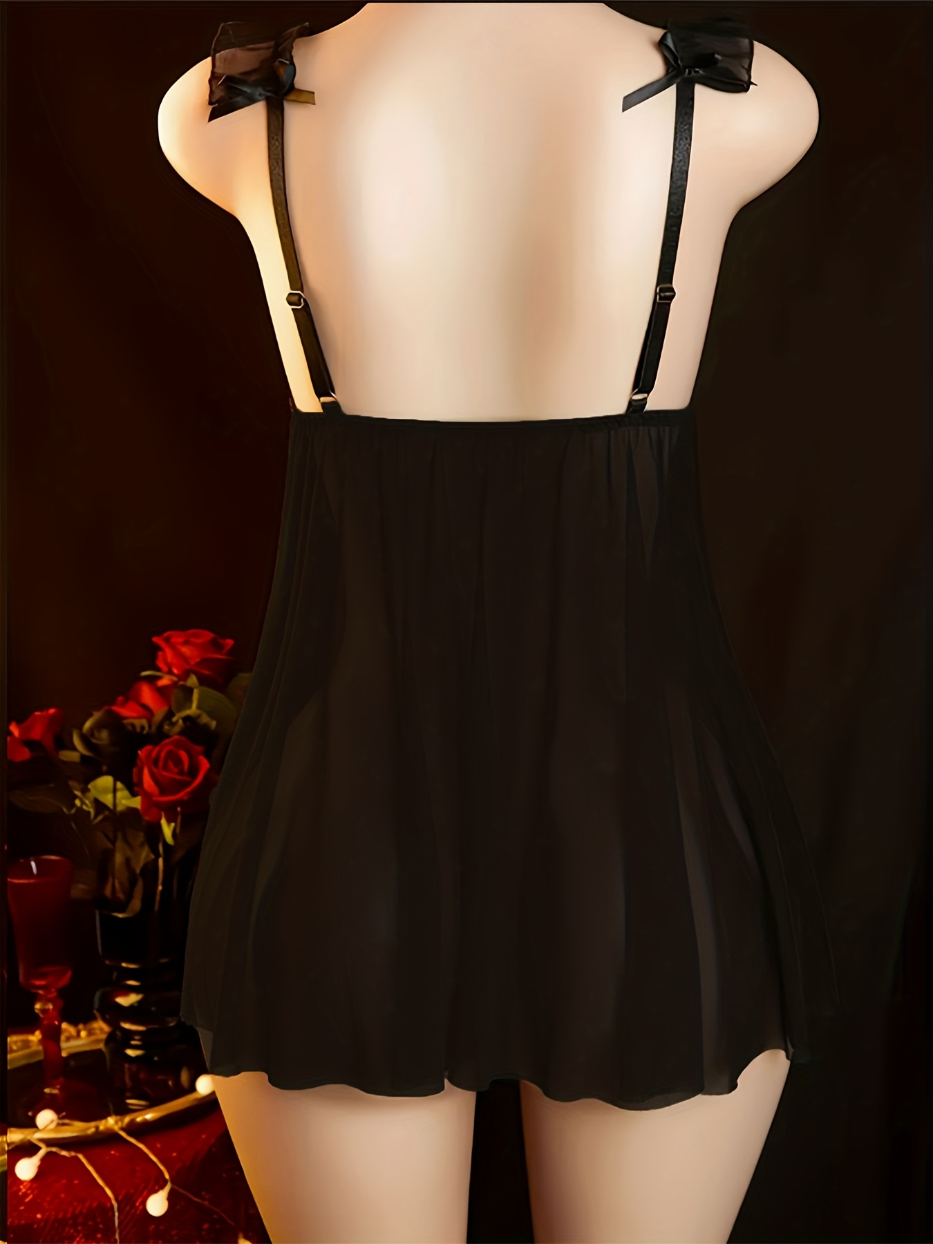 Sexy Lingerie, Women's Sexy Sleepwear, Bust-slit, Hollow-out See-through Camisole Nightgown, Sexy Underwear, Loungewear - Image 3