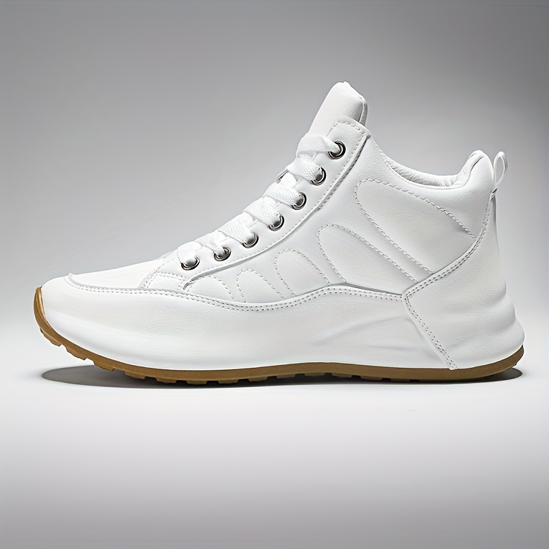 European Site Men's New High-Top Shoes, White Upper, Fashionable Casual Sneakers, White Shoes with Cushioned Soles, Men's Trendy Style - Image 7