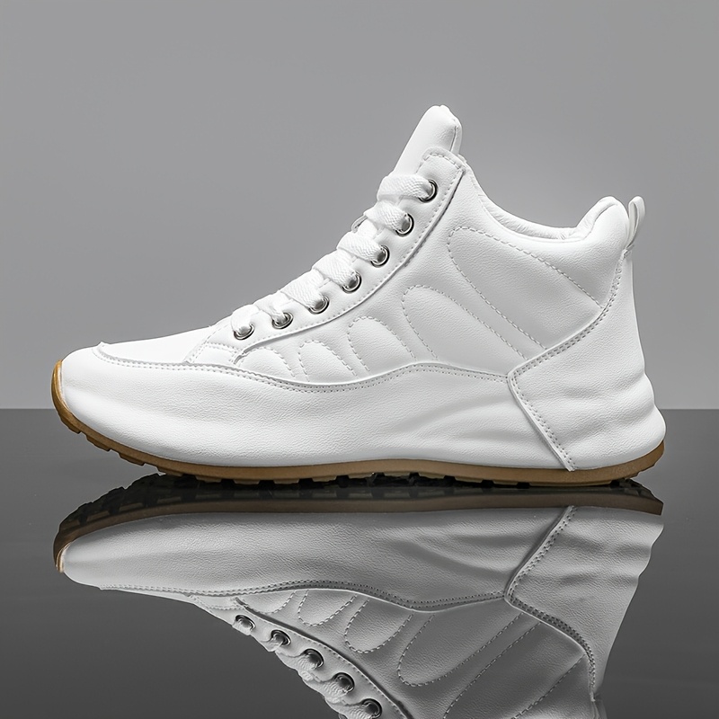 European Site Men's New High-Top Shoes, White Upper, Fashionable Casual Sneakers, White Shoes with Cushioned Soles, Men's Trendy Style - Image 2
