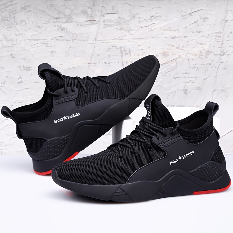 Men'S Low-Top Sneakers - Lightweight And Breathable Design, Featuring Laces And Cushioned Soles - Suitable for Fitness, Running, And Everyday Casual Wear - Easy Black Style with an Easy-To-Clean Upper - Image 5