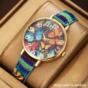Ladies' Watch, Fashionable Vintage Style with an Old-money Ethnic Flair, Nylon Strap, an Elegant Must-have for Women, Making You the Center of Attention, the Perfect Gift for Your Girlfriend