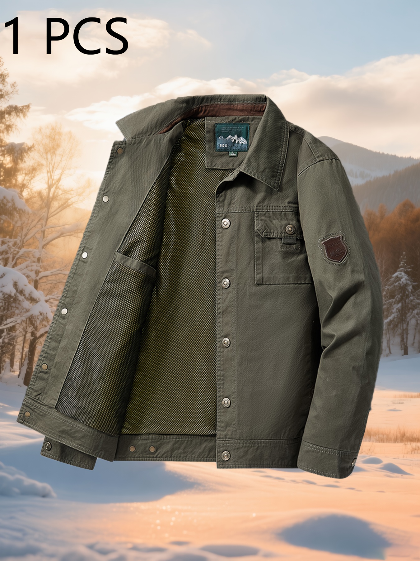 Men's Casual Jacket - 100% Polyester, High-Quality Recommended Jacket, New Spring/Autumn Style Versatile Casual Outerwear for Middle-Aged Men, Lapel Dad Jacket, Suitable for Daily Commute, Outdoor Activities, Fishing, Three Colors Available - Image 3