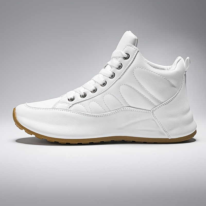 European Site Men's New High-Top Shoes, White Upper, Fashionable Casual Sneakers, White Shoes with Cushioned Soles, Men's Trendy Style - Image 6