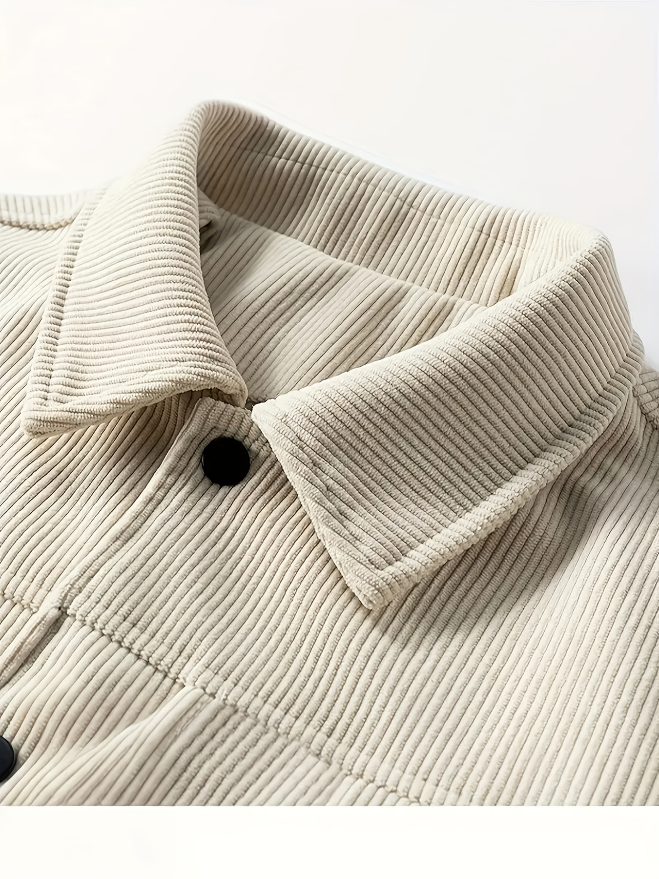 Men's Solid Color Cord Jacket with Lapel Collar - Single-Breasted Casual Blazer, Machine-Washable Spring/Fall Outerwear, Solid Color Pockets (No) for Business Casual & Smart-Casual Wear - Versatile Outer Jacket for easy Layering - Image 10