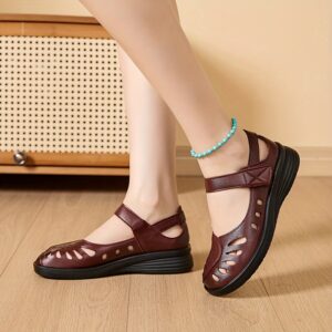 product-fancy-6dbb9b4e-9c71-40d2-8c59-893570d81298 Soft-Soled Wedge Heel Women'S Baotou Open-Toe Sandals, Hollowed Out with Pattern Design, Non-Slip And Comfortable, Suitable for Daily Casual Walking, Closure for Easy Wearing And Taking Off, Suitable for Work, Workplace, And Travel, Women Shoes