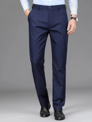Men's Professional Business Trousers, Stretch, Wrinkle-resistant and Iron-free, Formal & Casual Loose Straight-leg Suit Pants, Versatile for Office Workers, Ideal Gift for Work Wear
