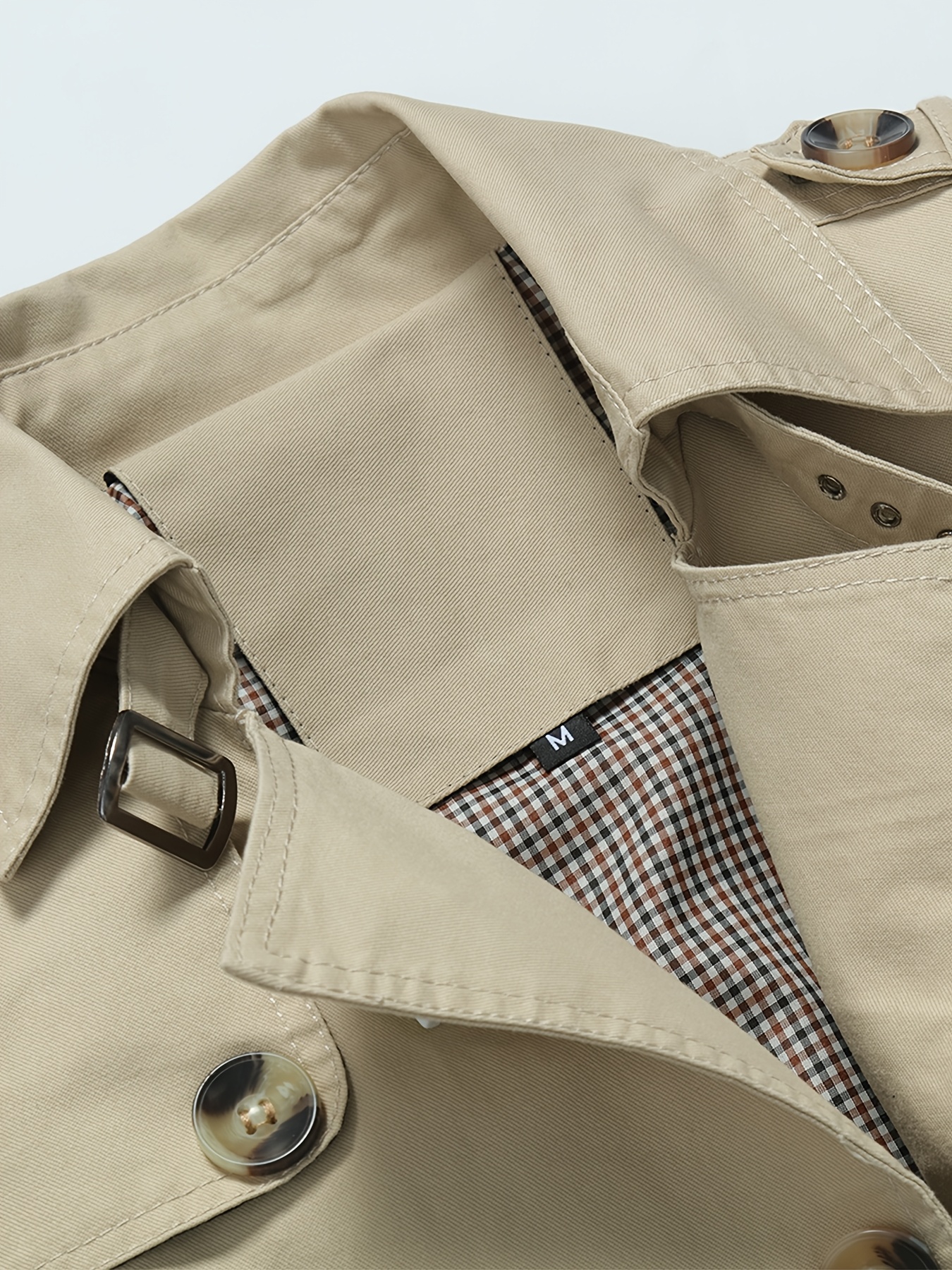 Men's Windbreaker, Men's Mid-Length Trench Coat with Turn- Collar, Casual Sport Windbreaker Jacket, Fashionable Minimalist Style, Multi-Button Design, Suitable for Outdoor Outings and Street Shopping - Image 6