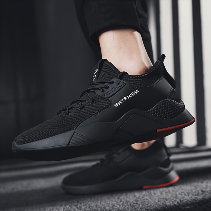 Men'S Low-Top Sneakers - Lightweight And Breathable Design, Featuring Laces And Cushioned Soles - Suitable for Fitness, Running, And Everyday Casual Wear - Easy Black Style with an Easy-To-Clean Upper - Image 2