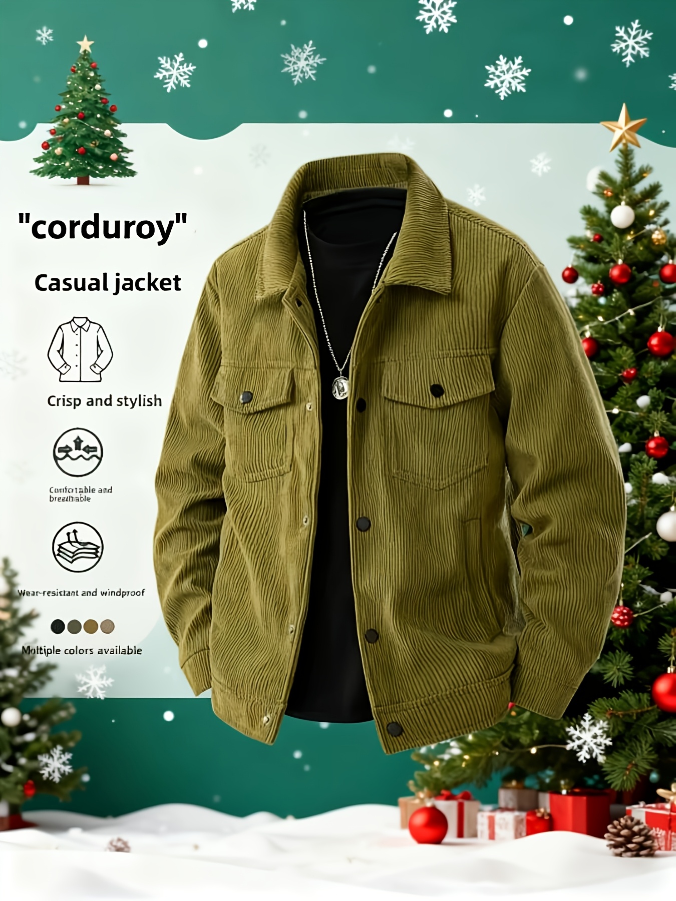 Men's Solid Color Cord Jacket with Lapel Collar - Single-Breasted Casual Blazer, Machine-Washable Spring/Fall Outerwear, Solid Color Pockets (No) for Business Casual & Smart-Casual Wear - Versatile Outer Jacket for easy Layering - Image 5