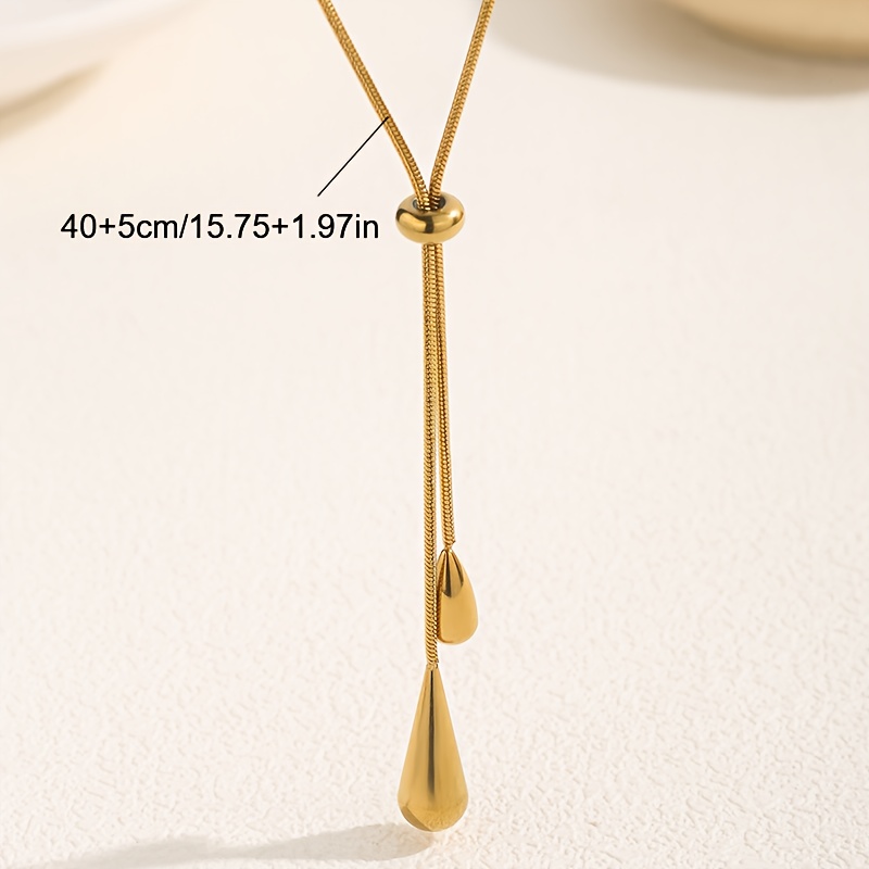 European and American Style Stainless Steel Pendant Pull Chain Necklace, Premium Tassel Adjustable Collarbone Chain, Unisex Gift Choice - Image 4