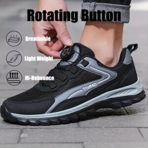 Mens Plus Size Wide Width Breathable Comfortable Soft Casual Slip on Sneakers Shoes with Rotating Bukles for Walking Running Outdoor Activities for All Seasons