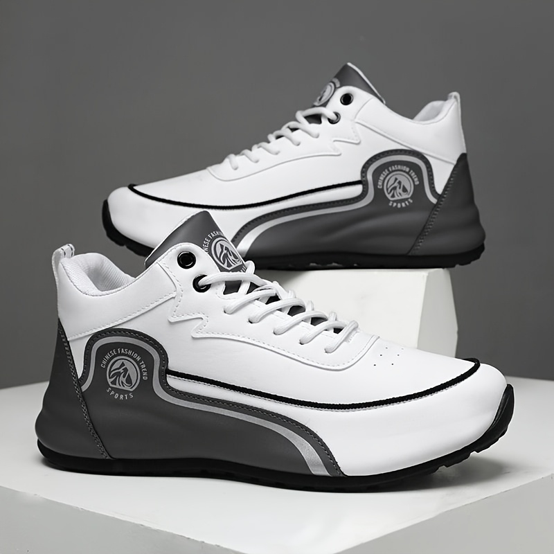 Men's Mid-Top Sneakers Upper & Sole Lace-Up Sneakers - Neutral Suitable for All- Comfortable Walking, Casual Wear, Gym Training, Cushioned Sole for Urban Commuting and Design - Image 3