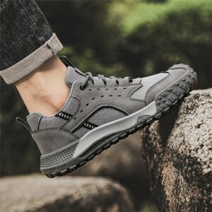 Men's New Fashion Trend Sneakers with Comfortable and Soft Inner Lining for Foot Protection, Upper with Lace-Up Design, Wear-Resistant Sole, Comfortable and Durable, Suitable for Outdoor Mountain Climbing, Work, Sports, and Casual Wear