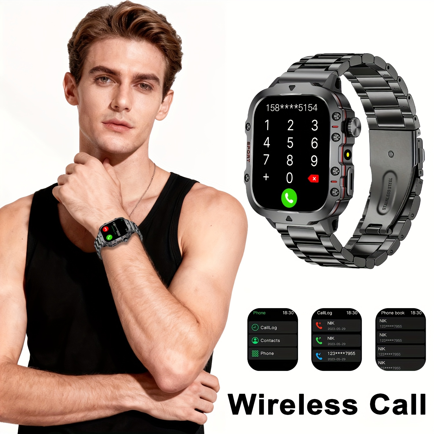 Valentine'S Day Gift, Upgraded Smart Watch for 2025, Featuring a 1.81-Inch HD Screen, Flashlight, Wireless Calling, Contacts, Message Notifications, Multiple Sports Modes, Sedentary Reminders, Alarm Clock, Weather Checking, Call Logs, Pedometer - Image 6