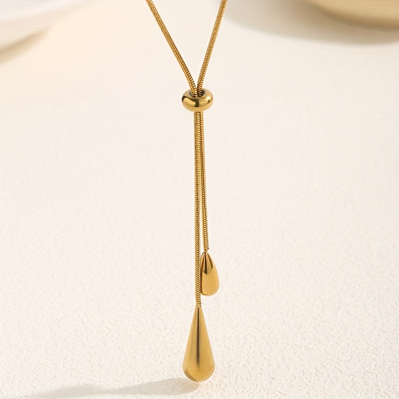 European and American Style Stainless Steel Pendant Pull Chain Necklace, Premium Tassel Adjustable Collarbone Chain, Unisex Gift Choice - Image 5