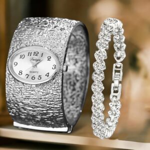 2pcs Women's Elegant Temperament Bracelet Watch + Versatile Bracelet Set, the Perfect Gift for Her on Mother's Day, Birthdays, and Anniversaries