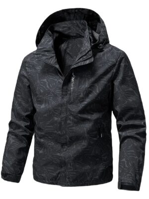 Lightweight Softshell Jacket for Men, Featuring Multiple Pockets And a Hood. This Casual Long-Sleeve Coat Is Perfect for All Seasons, Ideal for Hiking And Camping, with a Sleek Design And Durable Zipper Closure