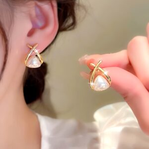 [NEW] A Pair of 2pcs, Geometric Triangle Bead Earrings, High-Quality Jewelry, Upgraded Temperament Earrings, High-End Decorative Earrings, Suitable for Daily Wear, Wedding Season Additions, Suitable As Gifts for Best Friends, Classmates