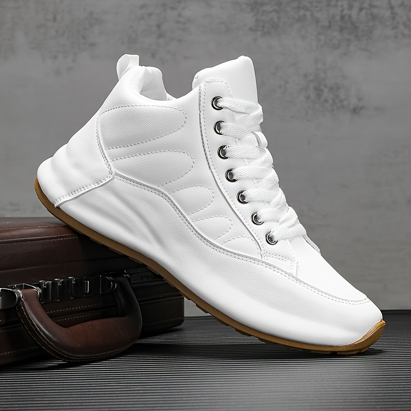 European Site Men's New High-Top Shoes, White Upper, Fashionable Casual Sneakers, White Shoes with Cushioned Soles, Men's Trendy Style - Image 5