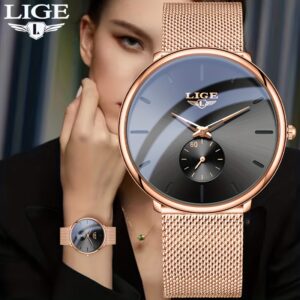 LIGE Timepieces Feature a Stylish Round Quartz Design, Embodying a Easy Yet Classic Three-Hand Style. This Watch Is Perfect for Women, Available in White, Blue, And Black. It Seamlessly Blends Business Casual with Sporty Elegance