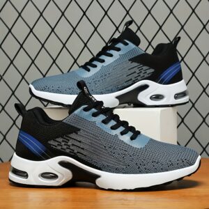 [Sneakers] Men'S Road Running Shoes - Breathable, Comfortable, Durable, And Stable for All Seasons, Suitable for Wear Throughout The Year. They Feature a Low-Top Fabric Upper, Athletic Sole, And a Casual Style, Perfect for Everyday Fitness - Blue, EU 39.5
