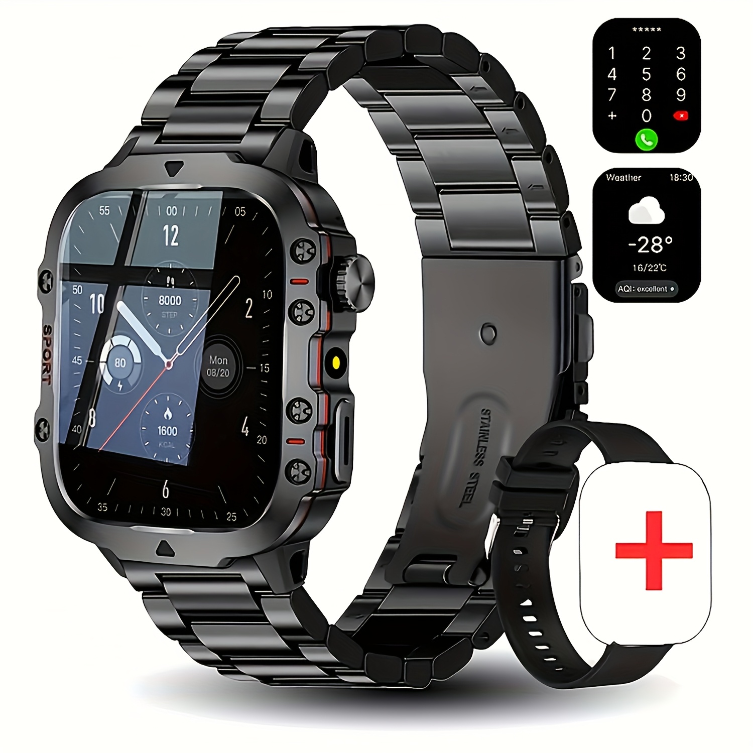 Valentine'S Day Gift, Upgraded Smart Watch for 2025, Featuring a 1.81-Inch HD Screen, Flashlight, Wireless Calling, Contacts, Message Notifications, Multiple Sports Modes, Sedentary Reminders, Alarm Clock, Weather Checking, Call Logs, Pedometer - Image 5
