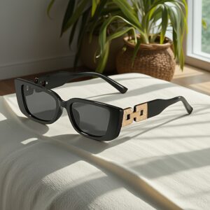 product-fancy-b68a786d-0de5-402d-bc19-fb7fed27ac9b 1 Pair of Women's Fashion Glasses - Oversized Vintage Round Frame, Gray Lenses, Lightweight Stylish Accessory for Casual and Formal Looks