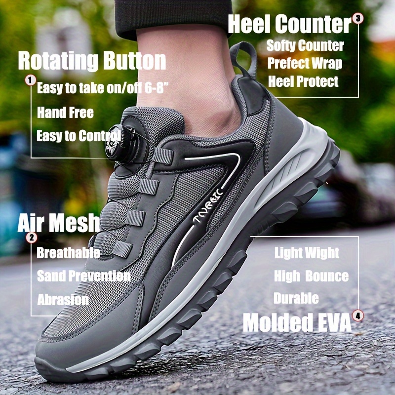 Mens Plus Size Wide Width Breathable Comfortable Soft Casual Slip on Sneakers Shoes with Rotating Bukles for Walking Running Outdoor Activities for All Seasons - Image 2