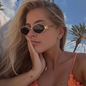 Women's Retro Hexagonal Golden Frame Fashion Glasses - Non- Fashion Glasses with Vintage Glamour, Lightweight Eyewear for, Parties, Everyday Outfits - Chic Accessory, Casual Eyewear