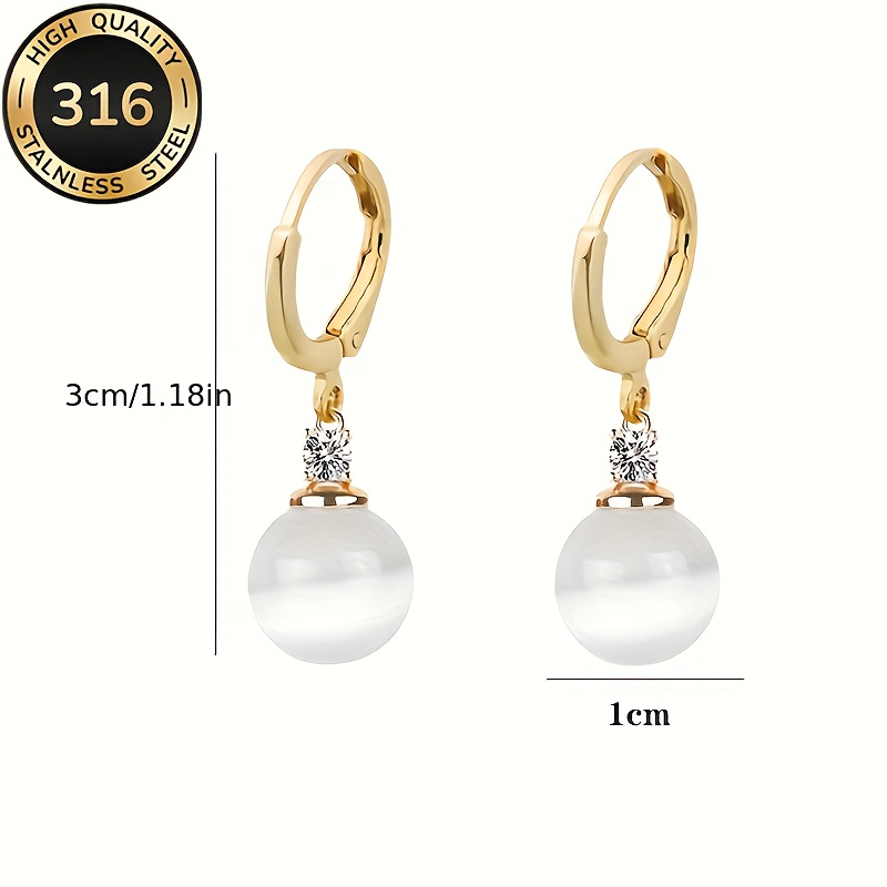 2pcs Elegant Cat's Eye Stone Earrings, Crafted from 316 Stainless Steel for Skin-friendly, Hypoallergenic Wear. Plated with 18k Golden, Perfect for Summer Wear, Valentine's Day Gifts, Parties, Beach Vacations, and as an Ideal Holiday Present - Image 5