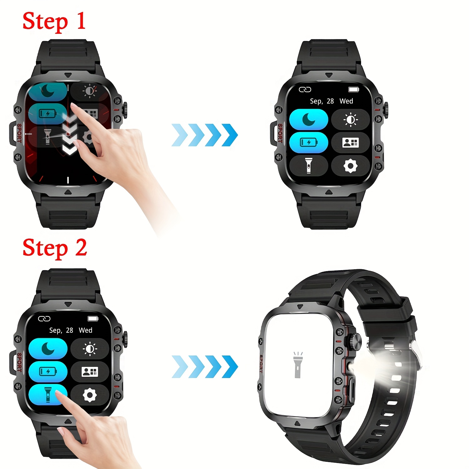 Valentine'S Day Gift, Upgraded Smart Watch for 2025, Featuring a 1.81-Inch HD Screen, Flashlight, Wireless Calling, Contacts, Message Notifications, Multiple Sports Modes, Sedentary Reminders, Alarm Clock, Weather Checking, Call Logs, Pedometer - Image 3