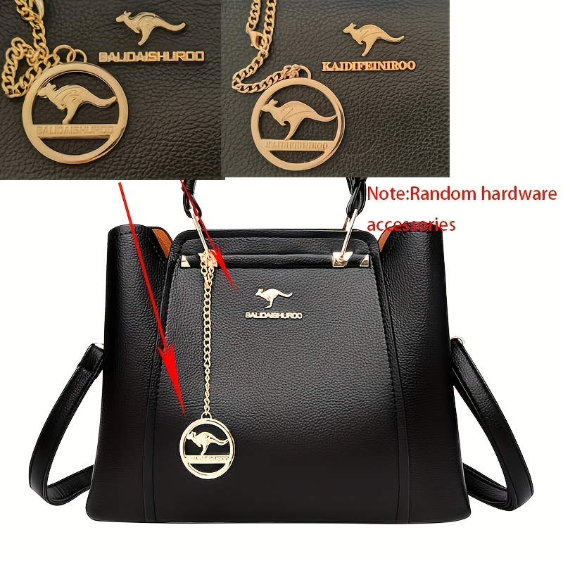 Wo 's Stylish Black Handbag with Golden-Tone Hardware & Detachable Shoulder Strap - High Quality, Lightweight, and Elegant Design for Everyday Use, Designer Handbags - Image 15