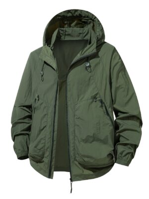 Men'S Lightweight Summer Outdoor Jacket with Large Zippered Pockets - Breathable, Quick-Drying, And Casual Style, Perfect for Hiking, Rock Climbing, And Fishing. Spring And Summer Coat | Hooded Design | Zippered Jacket