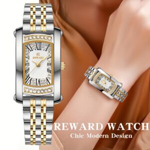Golden Women Watches Luxury Retro Rectangle Wrist Watches for Ladies Stainless Steel Bracelet Female Relogio Feminino
