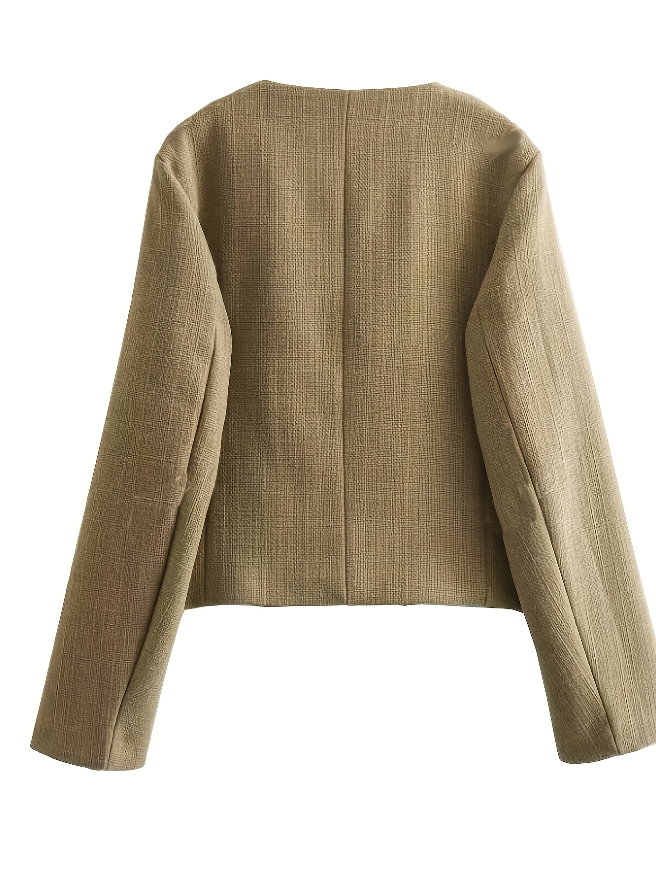 2025 Spring And Autumn New Women'S Clothing Solid Color Round Neck Button Short Casual Small Fragrance Style Jacket - Image 2