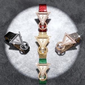 1pc/5pcs HIKUN Women's Elegant Rhinestone-Encrusted Triangle Watch with Sparkling PU Strap, Quartz Movement & Analog Display - Suitable for Parties, Daily Wear, Christmas, Valentine's Day, New Year Gift - Luxury Handwatch