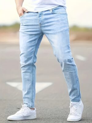 Men's Slim-Fit Stretch Jeans - Stretch Denim Pants with Non-See-Through Fabric, Classic Five-Pocket Design, Machine Washable All-Season Jeans for Everyday & Formal Wear - Casual Pants for Adults, Medium Elasticity