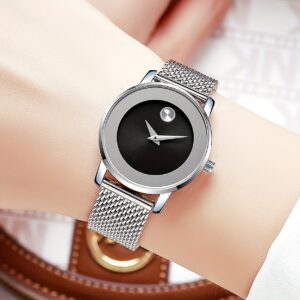 CHRONOS Women's Fashion Classic Versatile Watch, Stainless Steel Braided Strap Trendy No-Second-Hand Design, Exquisite Compact Light Luxury Party Quartz Watch, Business Travel Ladies Watch, Holiday Gift Watch, Elegant and Gorgeous Women's Wristwatch