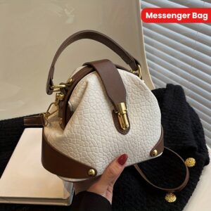 Light Luxury, Color Splicing Messenger Bag, High-grade, Texture, Fashion, Western Style Retro Handbag, Simple, Commuting, Temperament, Single Shoulder Bag